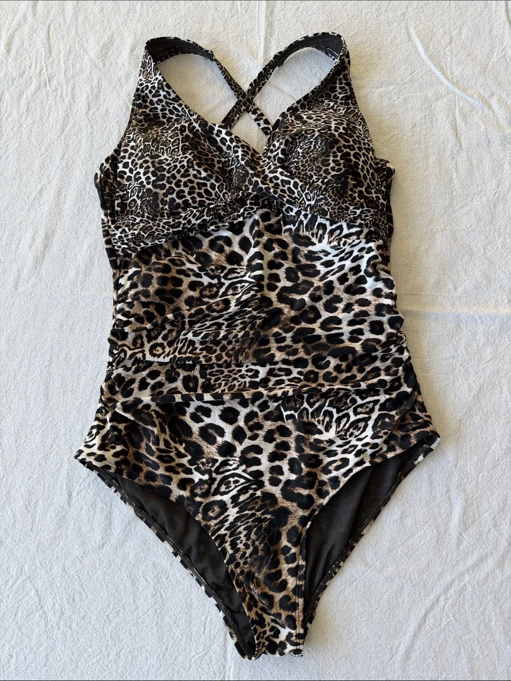 Leopard Print One-Piece Swimsuit - Brown/Black